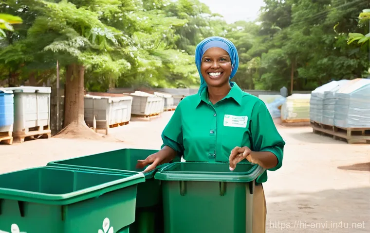 환경보건기사 실무 경험 공유 - **Prompt:** A futuristic and clean industrial landscape at dusk. A highly skilled female environment...