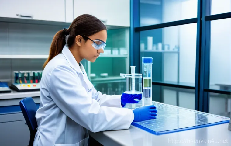 환경기사 실기시험 필수 준비물 - Image Prompt 1: Focused Student with pH and Conductivity Meters**