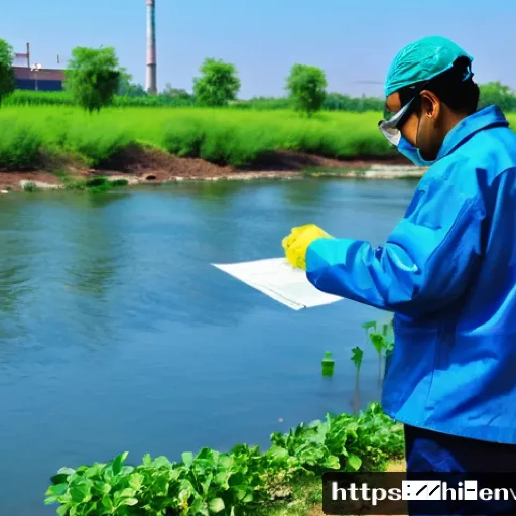 환경기술사 자격증 추천 이유 - A professional environment technician in protective workwear and safety glasses, analyzing water sam...