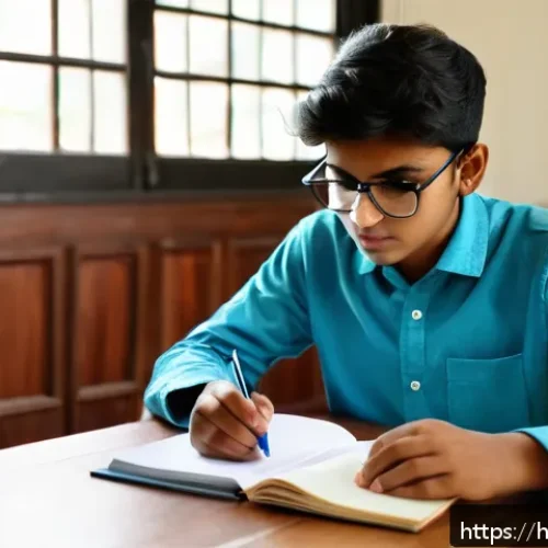 Home 31 환경직 취업 성공 사례 - A focused study environment showing a young Indian student preparing for an environmental government...